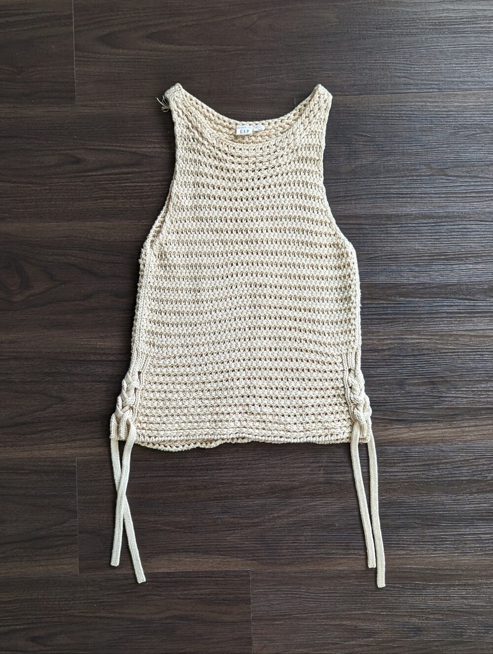 Gap Cream Knit Tie Detail Tank Top Small Fisherman Resort Boho Beach